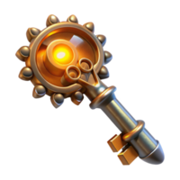 beautiful abstract impressive rustic A steampunk key, intricately designed with gears and glowing runes, illuminated by a soft, ethereal light professional exclusive png