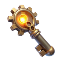 beautiful abstract elegant classic A steampunk key, intricately designed with gears and glowing runes, illuminated by a soft, ethereal light high resolution genuine png