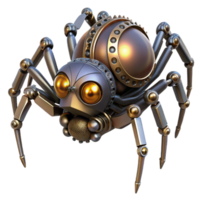 dramatic abstract elegant vintage A steampunk spider, with metallic legs and glowing eyes, crawling across a web of gears genuine high quality png