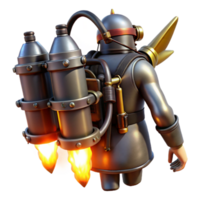 elegant artistic serene abstract A steampunk jetpack, adorned with brass nozzles and glowing turbines, strapped to a figure silhouetted against a fiery sunset professional professional png
