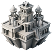 dramatic vintage magnificent abstract A gravity-defying Escher-esque building, impossible architecture, intricate details, monochrome, surrealism, high quality exclusive png