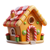deslumbrante rústico magnífico artístico uma caprichoso Pão de gengibre casa, doce bengala colunas, geada teto, brilhante alegre cores, livro de histórias ilustração, detalhado genuíno png