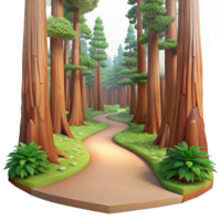 vibrant vintage vibrant abstract A winding path through a lush redwood forest, dappled sunlight, ethereal and dreamlike style premium high quality png