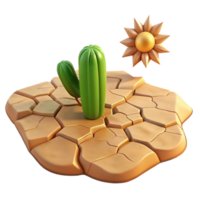 vibrant modern wonderful modern A cracked desert floor with a single cactus, harsh midday sun, photorealistic style high resolution original png