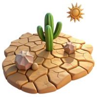 vibrant minimalist vibrant vintage A cracked desert floor with a single cactus, harsh midday sun, photorealistic style original authentic png