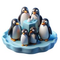 wonderful modern serene creative A group of penguins huddled together on an ice floe, cold lighting, documentary style 4K high resolution png