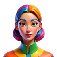 serene modern elegant abstract Portrait of a vibrant pop art portrait of a woman with bold, colorful lines and exaggerated features, lit by bright, contrasting colors high resolution authentic png