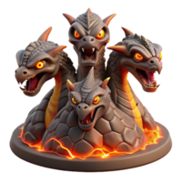 elegant rustic elegant contemporary A menacing hydra with heads of molten lava emerging from a volcanic crater, fiery glow, Wayne Barlowe style professional genuine png