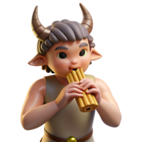 serene creative magnificent classic A mischievous satyr playing a pan flute in a grove of ancient olive trees, dappled sunlight, classical Greek style detailed professional png