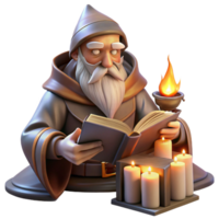 elegant minimalist impressive abstract A wise old wizard studying a glowing tome in his cluttered tower library, warm firelight, Donato Giancola style high resolution authentic png