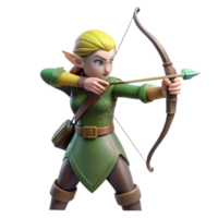 extraordinary modern impressive abstract A graceful elf archer aiming her bow at a distant target in a mystical forest, dappled sunlight, Lord of the Rings style high quality authentic png