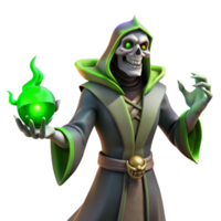 vibrant traditional stunning creative A sinister lich casting a spell in a crumbling mausoleum, eerie green glow, gothic horror style high quality genuine png