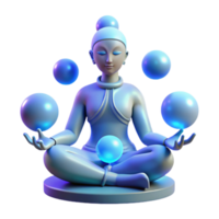 impressive rustic dramatic minimalist A serene oracle meditating in a hidden grotto surrounded by glowing orbs, soft blue light, Syd Mead style detailed premium png