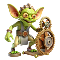 stunning classic serene contemporary A mischievous gremlin sabotaging a complex clockwork mechanism, steampunk lighting, Keith Thompson style professional original png