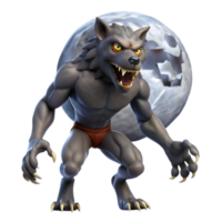 beautiful classic stunning abstract A fierce werewolf transforming under the light of a full moon, dramatic moonlight, classic horror style authentic 4K png