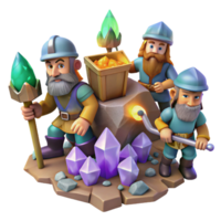 beautiful creative elegant contemporary A group of dwarves mining for gems in a cavern filled with glittering crystals, dynamic lighting, Dungeons and Dragons style authentic original png