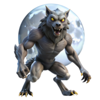 serene rustic stunning minimalist A fierce werewolf transforming under the light of a full moon, dramatic moonlight, classic horror style 4K detailed png