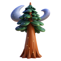 elegant abstract magnificent vintage A towering sequoia tree reaching towards a starry night sky, illuminated by moonlight, painterly style 4K authentic png