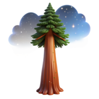 dramatic traditional extraordinary modern A towering sequoia tree reaching towards a starry night sky, illuminated by moonlight, painterly style professional high quality png