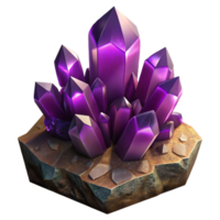 elegant traditional stunning minimalist A cluster of amethyst crystals growing on a rock face, deep purple hues, dramatic lighting high resolution premium png