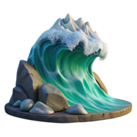 impressive classic magnificent modern A giant wave crashing on a rocky shore, dynamic composition, dramatic lighting genuine authentic png