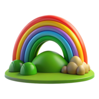 extraordinary modern elegant abstract A rainbow arching over a green valley, vibrant colors, dramatic lighting high resolution authentic png