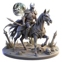 elegant creative stunning creative A spectral knight riding a skeletal steed through a desolate battlefield, moonlight, dark fantasy style high resolution high resolution png