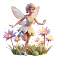 magnificent contemporary elegant classic A delicate fairy flitting through a field of glowing flowers, soft, magical light, Art Nouveau style premium high quality png
