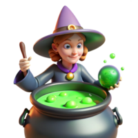 beautiful creative magnificent abstract A powerful witch brewing a potion in a bubbling cauldron, green, flickering light, fantasy art style 4K premium png