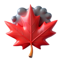 impressive artistic vibrant rustic A single, perfect red maple leaf falling against a stormy, grey sky, illuminated by a flash of lightning, hyperrealistic style authentic professional png