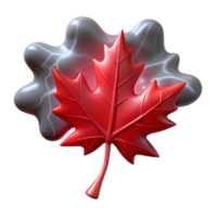 impressive contemporary serene abstract A single, perfect red maple leaf falling against a stormy, grey sky, illuminated by a flash of lightning, hyperrealistic style exclusive authentic png