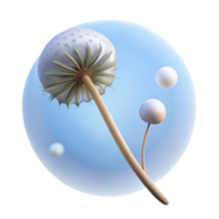 vibrant modern stunning rustic A single dandelion seedhead in the wind against a blue sky, soft light, ethereal style 4K original png