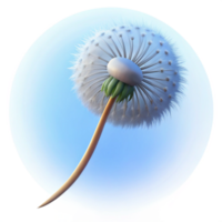vibrant minimalist stunning artistic A single dandelion seedhead in the wind against a blue sky, soft light, ethereal style professional original png
