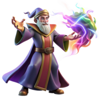 extraordinary contemporary magnificent vintage A powerful wizard casting a spell of swirling, multicolored energy, lightning illuminating his face, Greg Rutkowski style, dynamic pose authentic... png