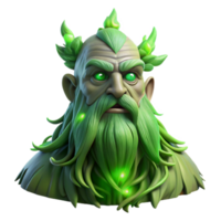 wonderful rustic elegant minimalist A colossal, ancient tree spirit with glowing eyes and flowing beard of moss, bathed in the green light of a magical aurora, detailed, hyperrealistic style... png