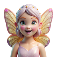 impressive abstract Portrait of a whimsical fairy with delicate butterfly wings, sparkling glitter on her skin, and a playful smile, lit by soft, diffused light, pastel colors authentic png