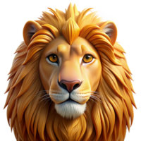 beautiful traditional Portrait of a regal lion with a golden mane, a proud expression, and intense amber eyes, lit by a warm, golden light, hyperrealistic style high resolution png