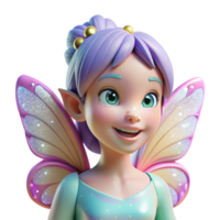 serene abstract Portrait of a whimsical fairy with delicate butterfly wings, sparkling glitter on her skin, and a playful smile, lit by soft, diffused light, pastel colors original png