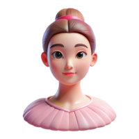 serene artistic Portrait of a graceful ballerina with a delicate pink tutu, tied up hair, and a serene expression, lit by soft, theatrical spotlight, Impressionist style exclusive png