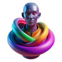 elegant traditional Portrait of an abstract figure composed of swirling colors and geometric shapes, conveying a sense of mystery and wonder, lit by a dynamic, multi colored light detailed png