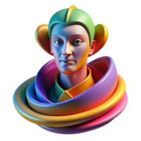 magnificent rustic Portrait of an abstract figure composed of swirling colors and geometric shapes, conveying a sense of mystery and wonder, lit by a dynamic, multi colored light high quality png