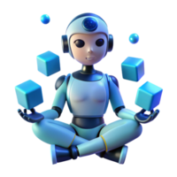 serene abstract Portrait of a cyborg with glowing blue circuitry visible beneath their synthetic skin, a melancholic expression in their metallic eyes, lit by neon pink and purple lights 4K png