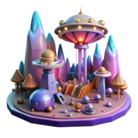 wonderful abstract A bustling spaceport filled with diverse alien species and hovering vehicles, art deco style, bright, colorful lighting, vibrant, 4K png