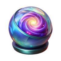 elegant minimalist A holographic projection of a galaxy swirling within a crystal orb, abstract style, glowing lighting, mystical, detailed png