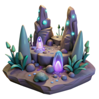 beautiful creative An alien landscape with strange rock formations and glowing plants, surreal style, otherworldly lighting, mysterious, genuine png