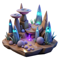 stunning abstract An alien landscape with strange rock formations and glowing plants, surreal style, otherworldly lighting, mysterious, high resolution png