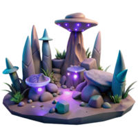 impressive minimalist An alien landscape with strange rock formations and glowing plants, surreal style, otherworldly lighting, mysterious, genuine png