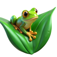 wonderful rustic A tiny tree frog clinging to a vibrant green leaf, macro photography with shallow depth of field, hyperrealistic style detailed png