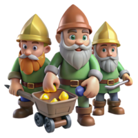 stunning creative A group of gnomes mining for gems in a cavern, cartoon style, bright lighting detailed png