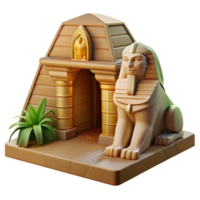 beautiful classic A majestic sphinx guarding a hidden tomb in a desert, ancient Egyptian style, harsh lighting authentic png